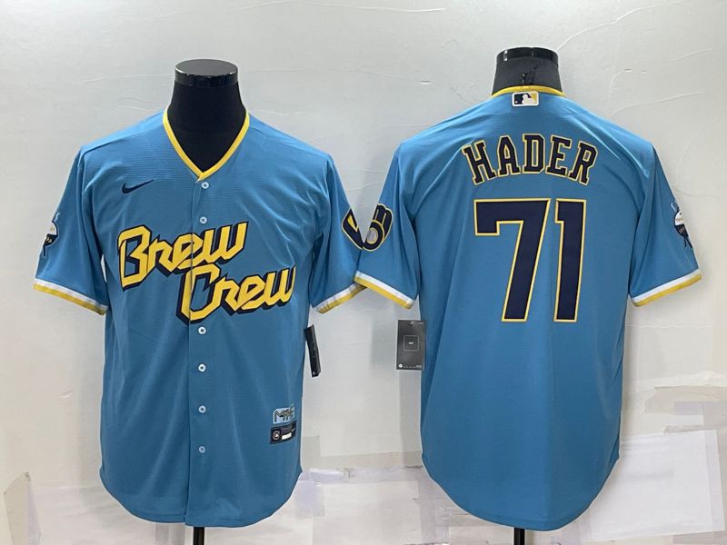 Men Milwaukee Brewers #71 Hader Blue City Edition Game Nike 2022 MLB Jersey->milwaukee brewers->MLB Jersey